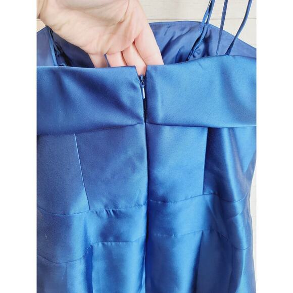 JS Collections Beaded Twill Strapless Sheath Dress in Peacock Blue, sz 8P - Picture 11 of 16